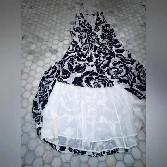 Ann Taylor Navy & White Floral Fit and Flare Dress Fully Lined Sleeveless - Picture 8 of 14